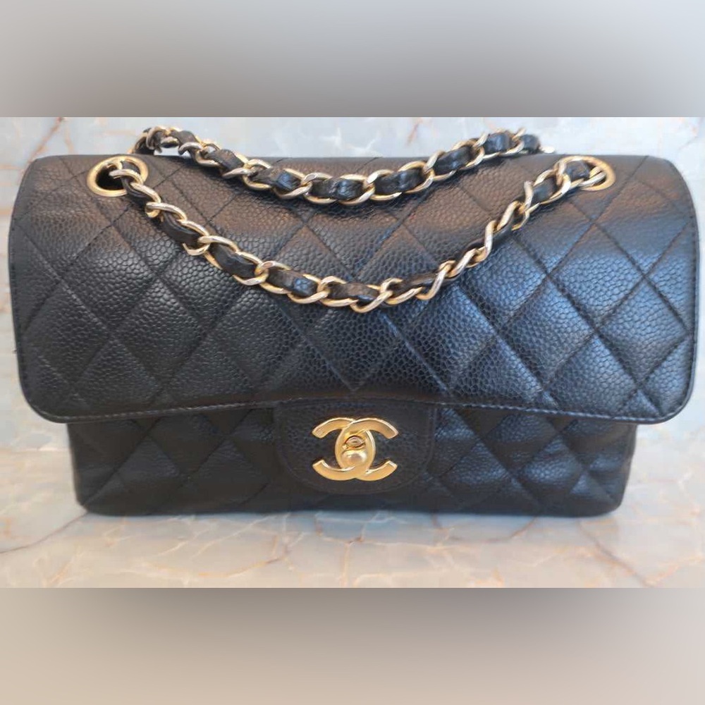 Vintage Chanel small flap caviar
